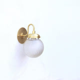 Brass Gooseneck Wall Sconce with Six-Inch Opal Globe