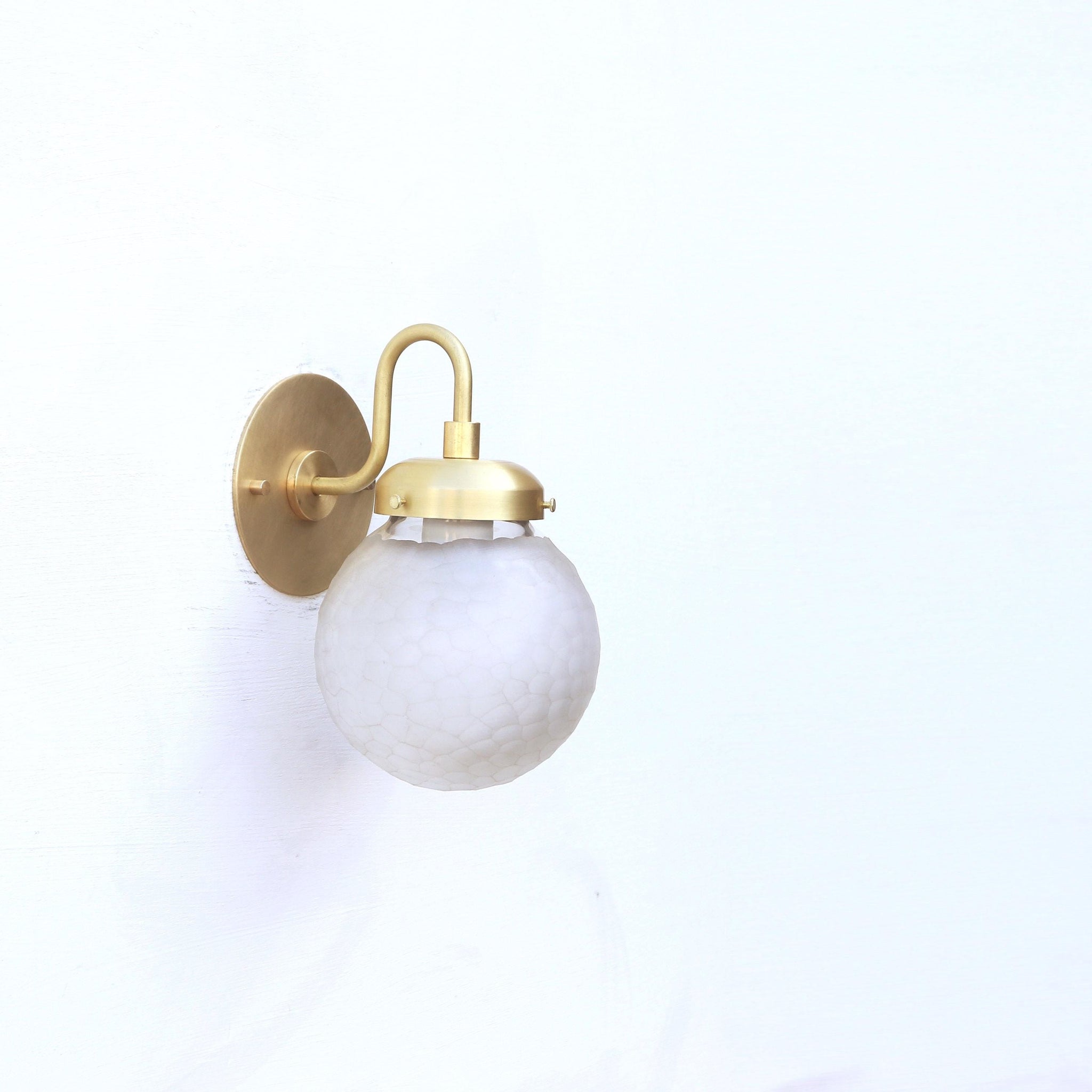 Brass Gooseneck Wall Sconce with Six-Inch Opal Globe