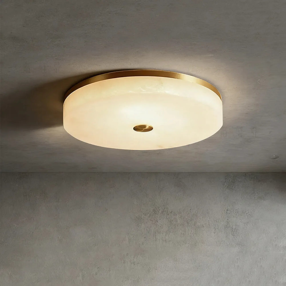 Brass Round Alabaster Ceiling Light – Contemporary Indoor Ceiling Fixture