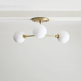 Brass Sputnik Chandelier with Opal Globes