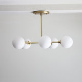 Brass Sputnik Chandelier with Opal Globes