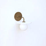 Brass Wall Sconce with Alabaster Disc and Opal Globe