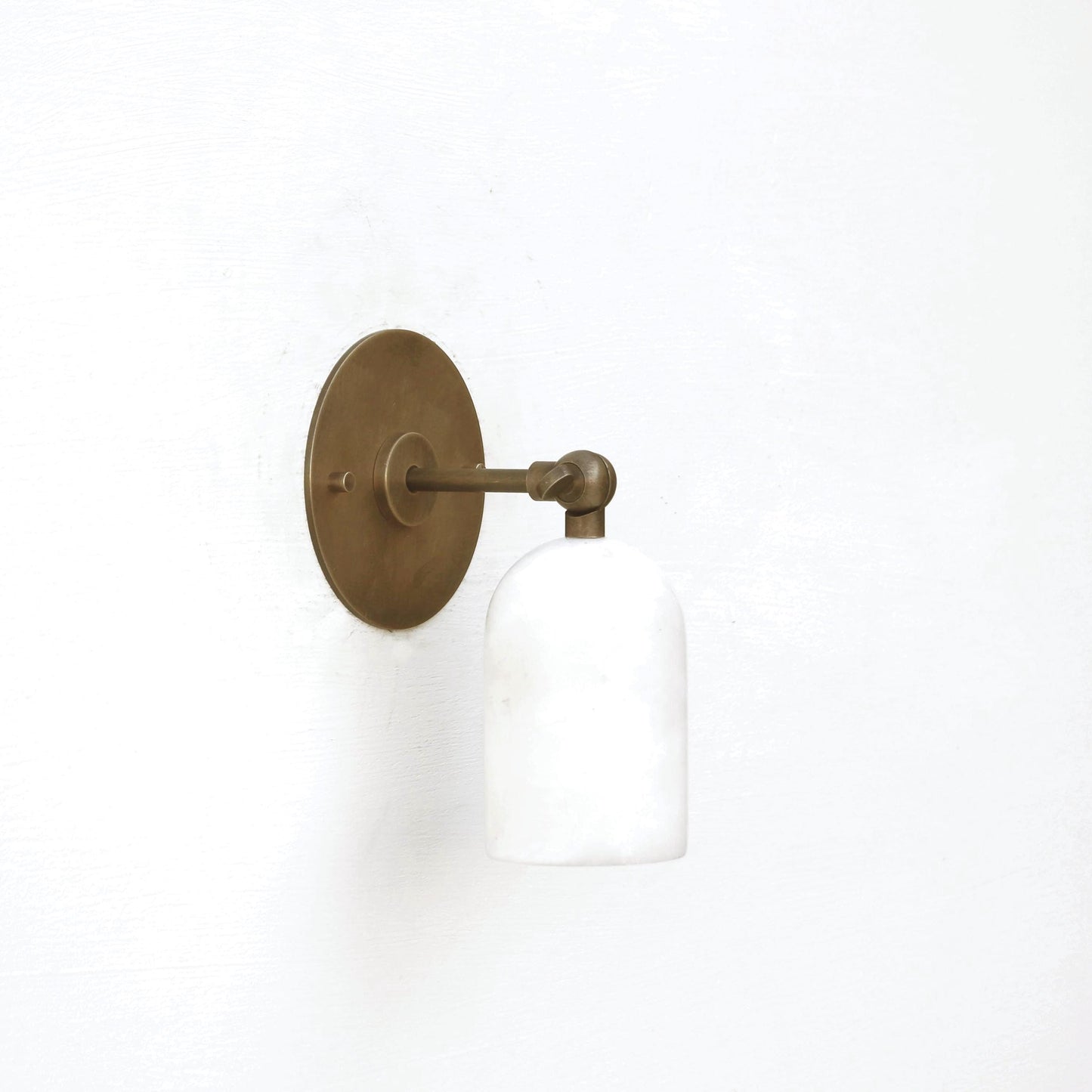 Brass Wall Sconce with Alabaster Dome Shade