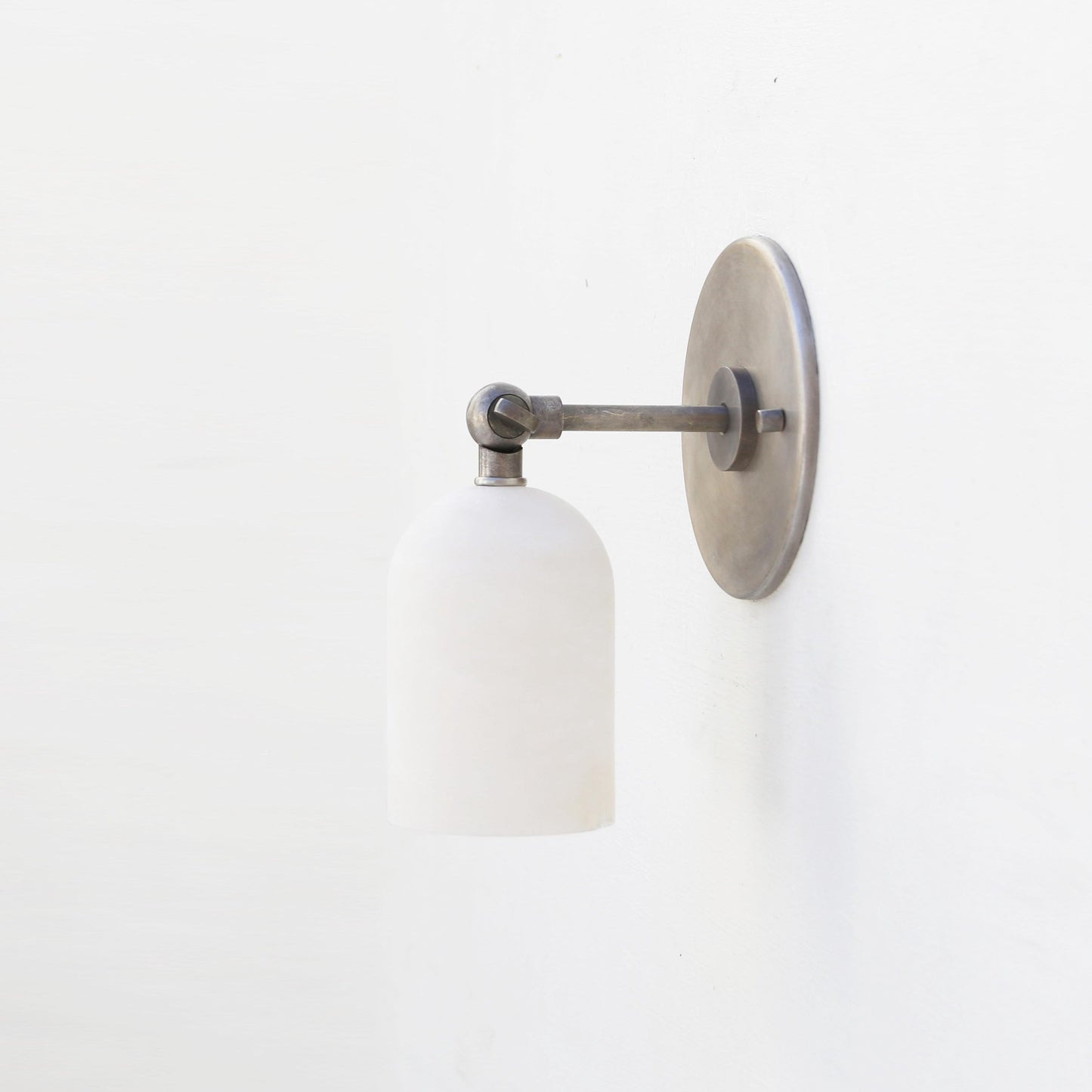 Brass Wall Sconce with Alabaster Dome Shade