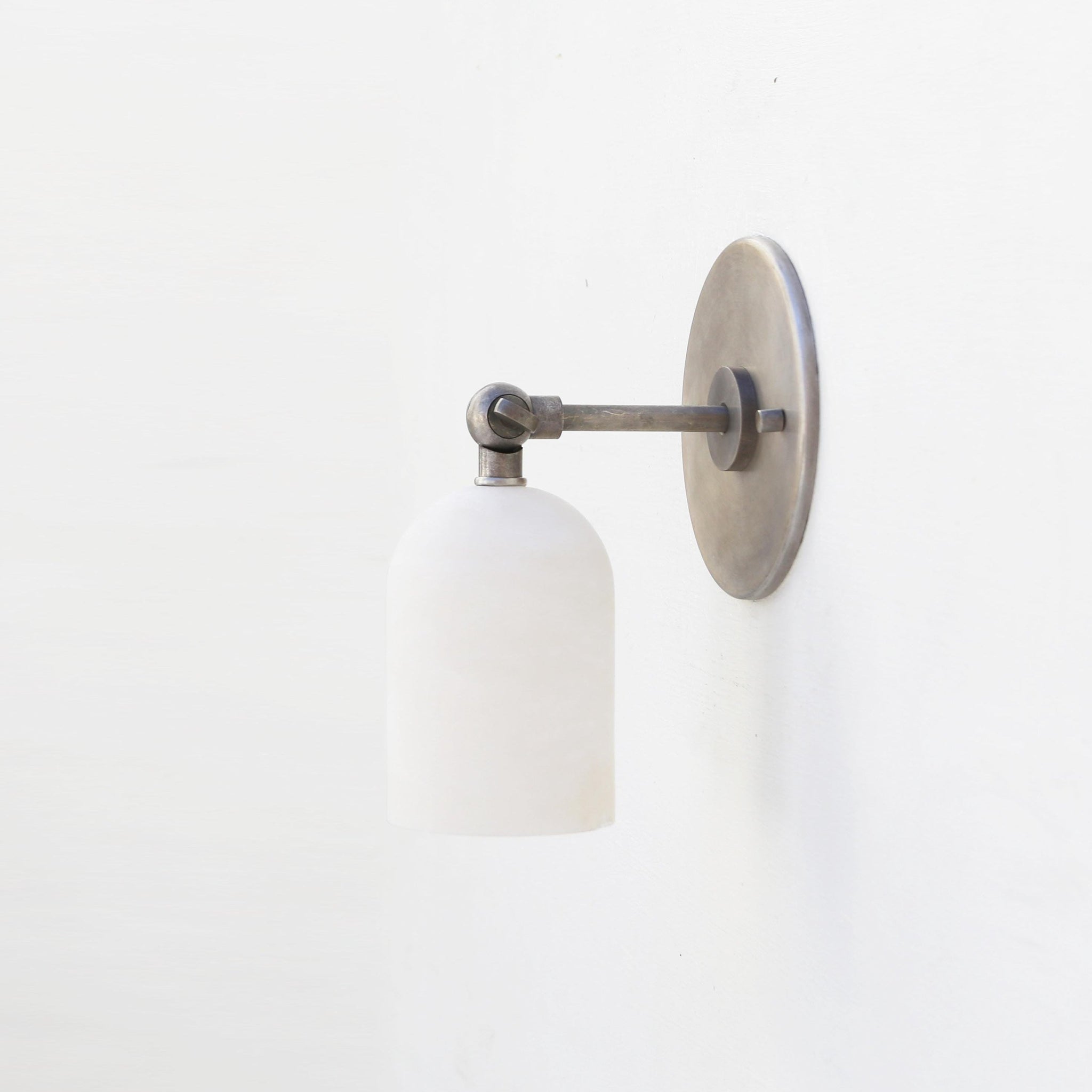 Brass Wall Sconce with Alabaster Dome Shade