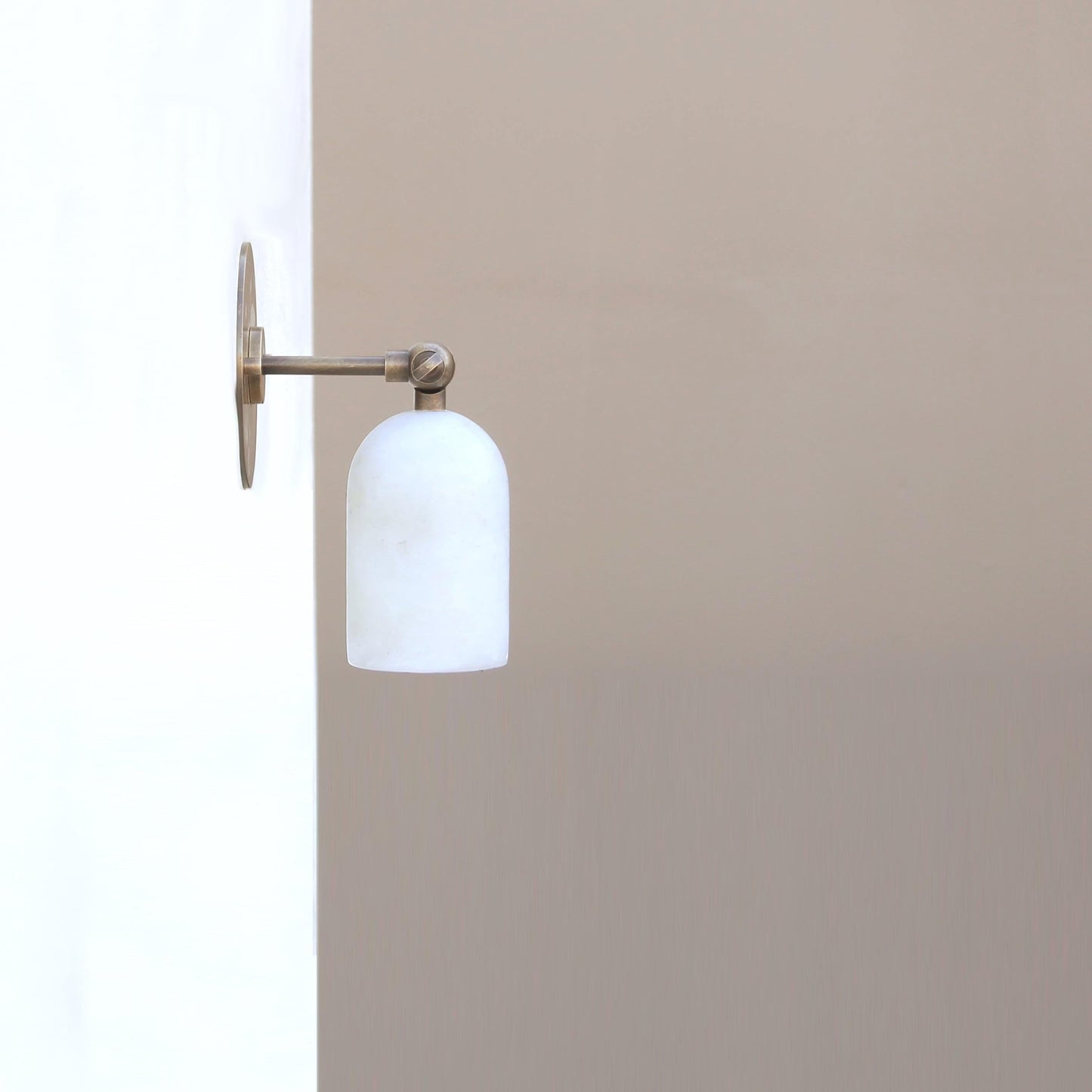 Brass Wall Sconce with Alabaster Dome Shade