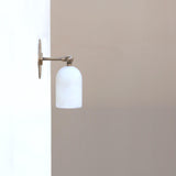 Brass Wall Sconce with Alabaster Dome Shade
