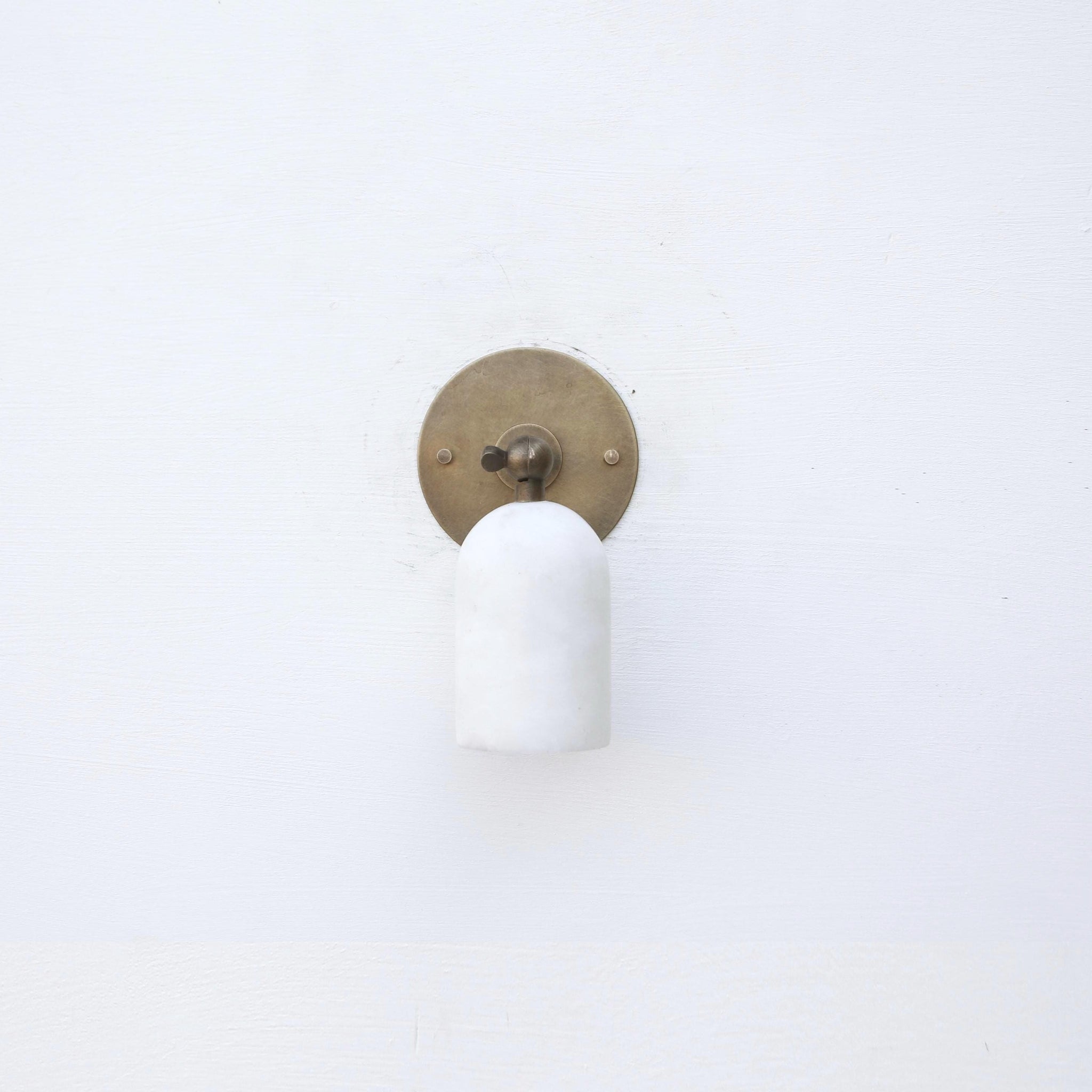 Brass Wall Sconce with Alabaster Dome Shade