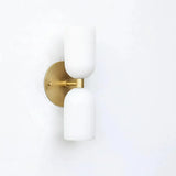 Elegant Vintage French Brass Wall Light with Double Alabaster Shades
