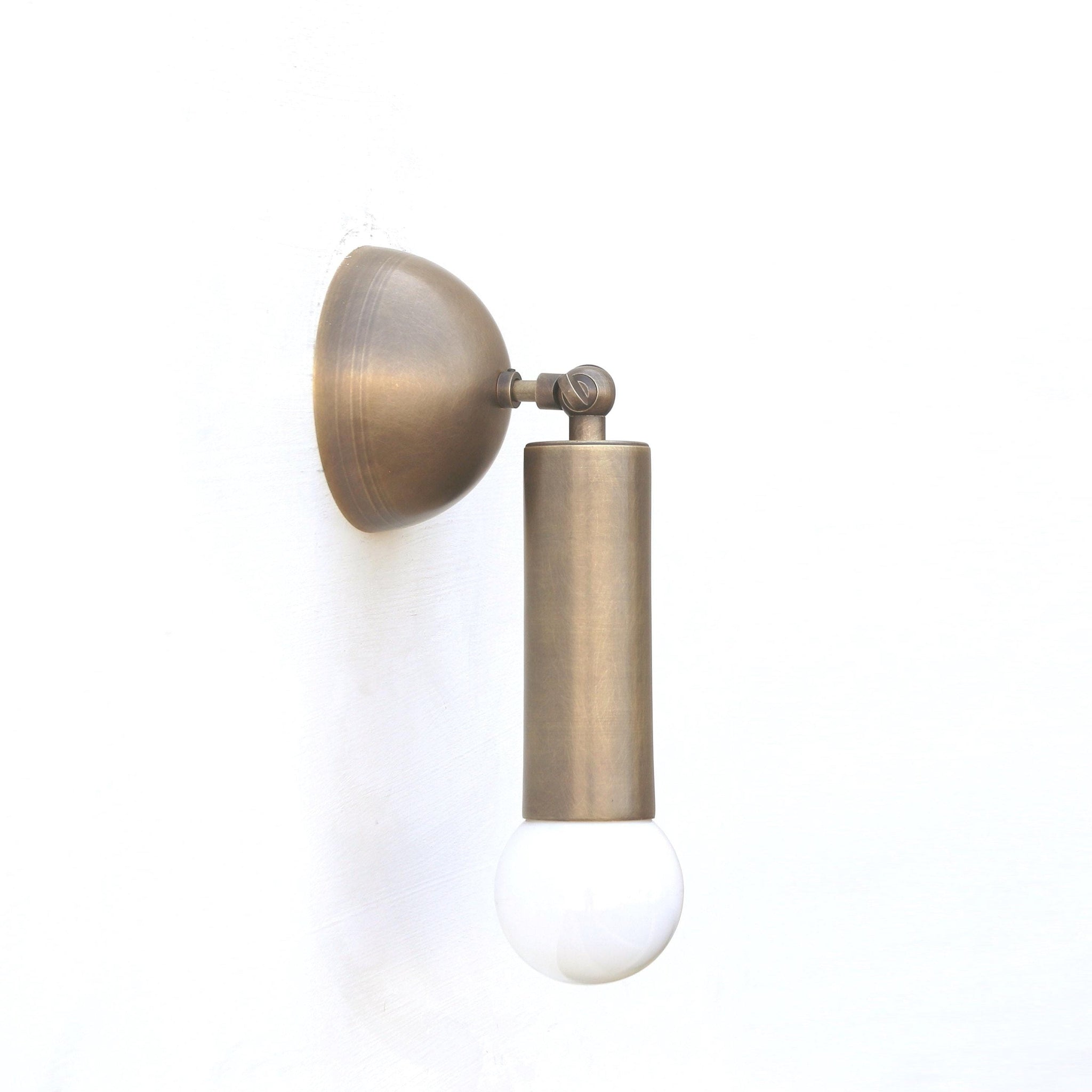 Brass Wall Sconce with Cast Dome and Exposed Bulb