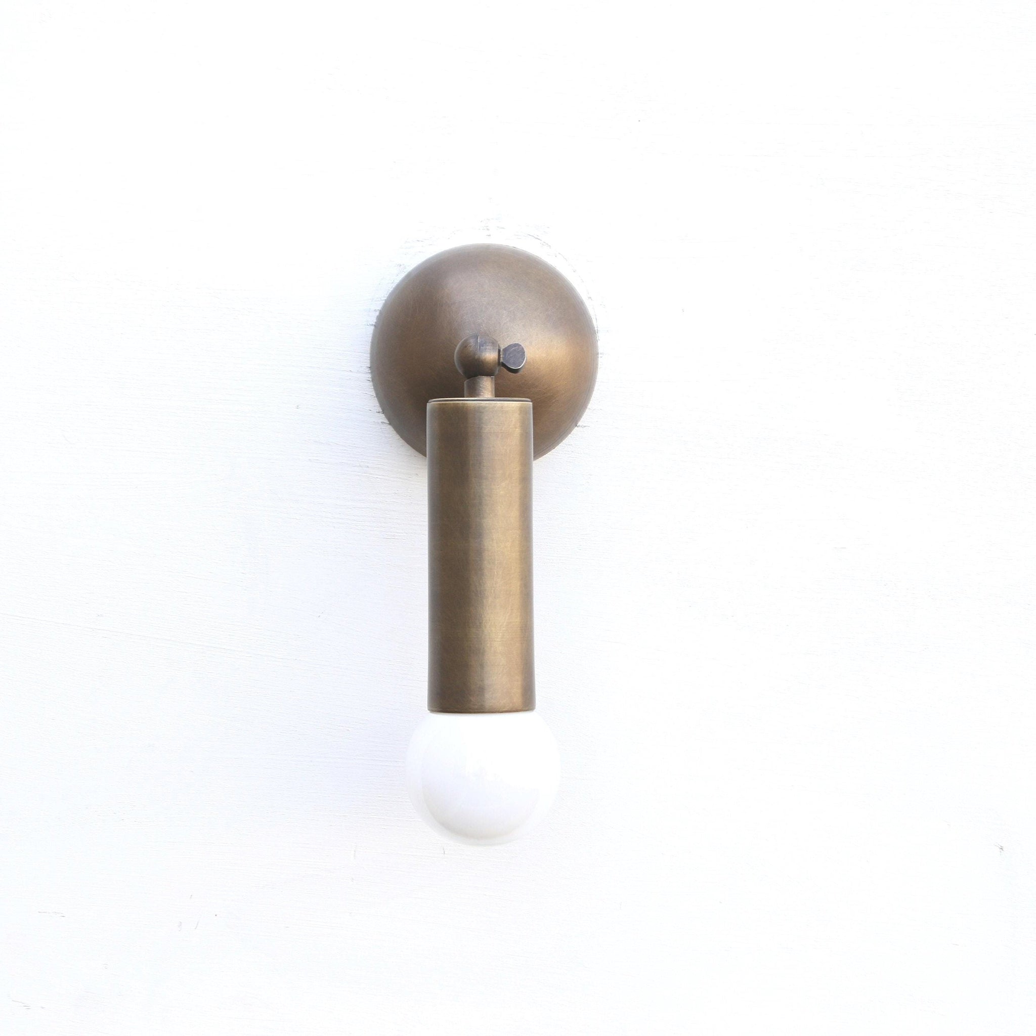 Brass Wall Sconce with Cast Dome and Exposed Bulb