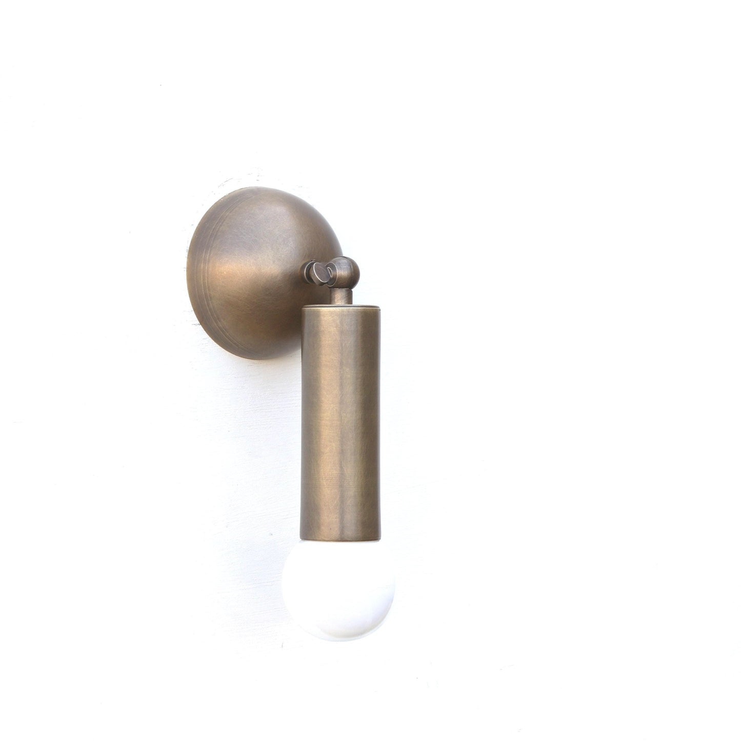 Brass Wall Sconce with Cast Dome and Exposed Bulb