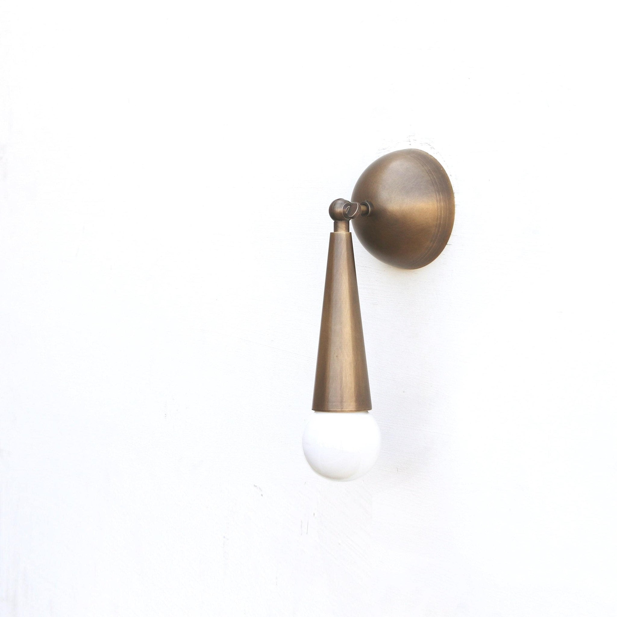 Brass Wall Sconce with Cast Teardrop Shade