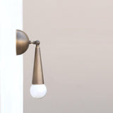 Brass Wall Sconce with Cast Teardrop Shade