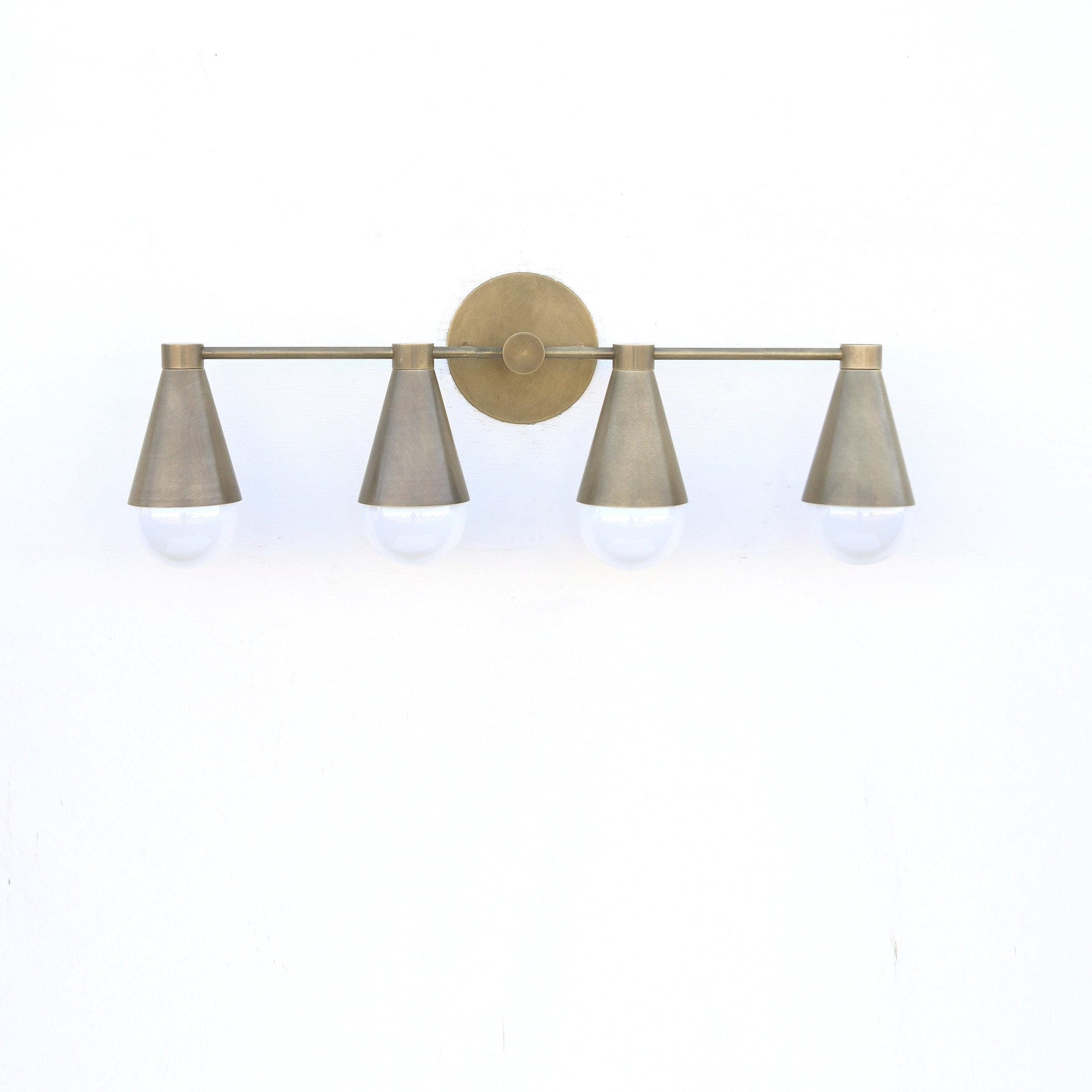 Brass Wall Sconce with Cone Shades
