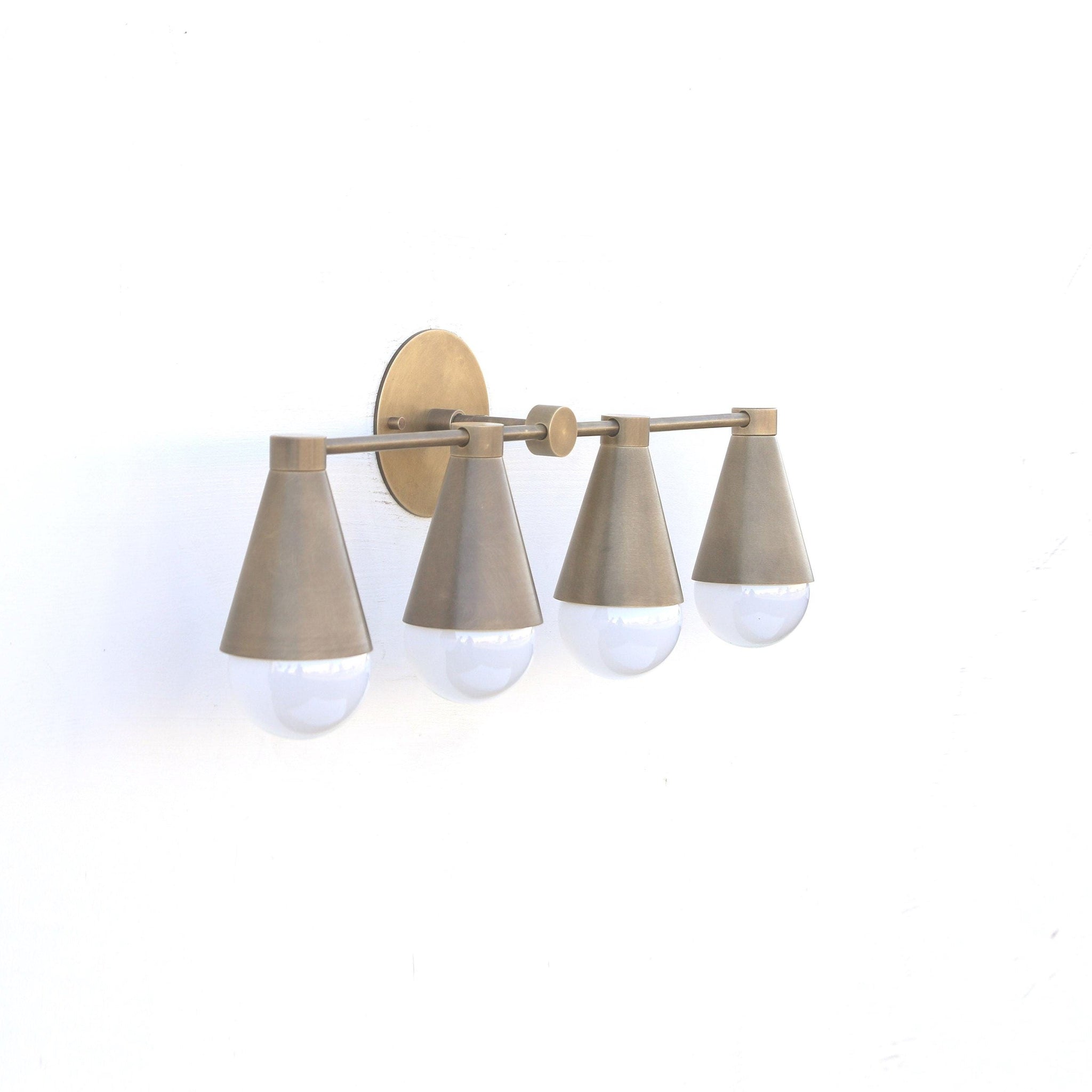 Brass Wall Sconce with Cone Shades