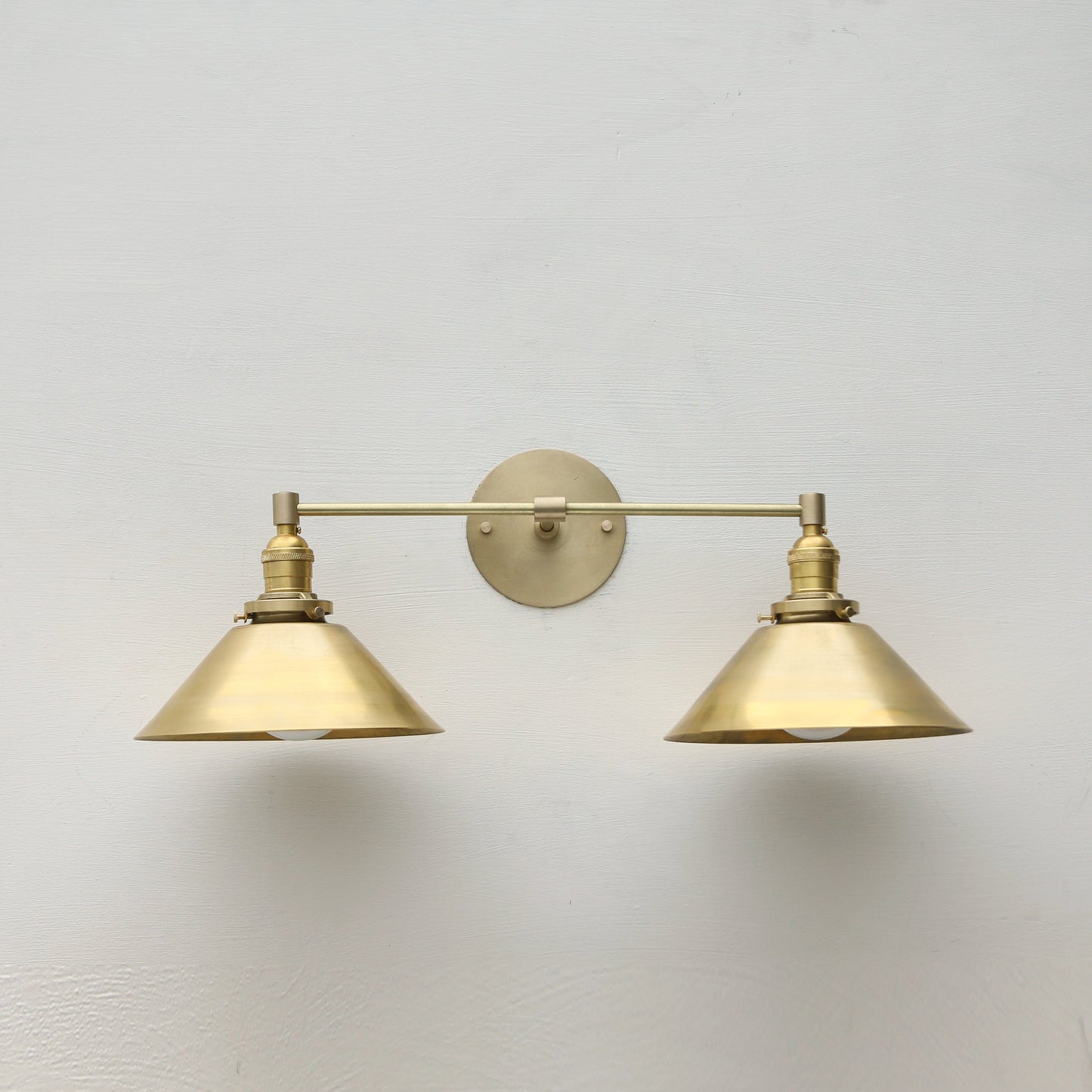 Brass Wall Sconce with Cone Shades