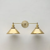 Brass Wall Sconce with Cone Shades