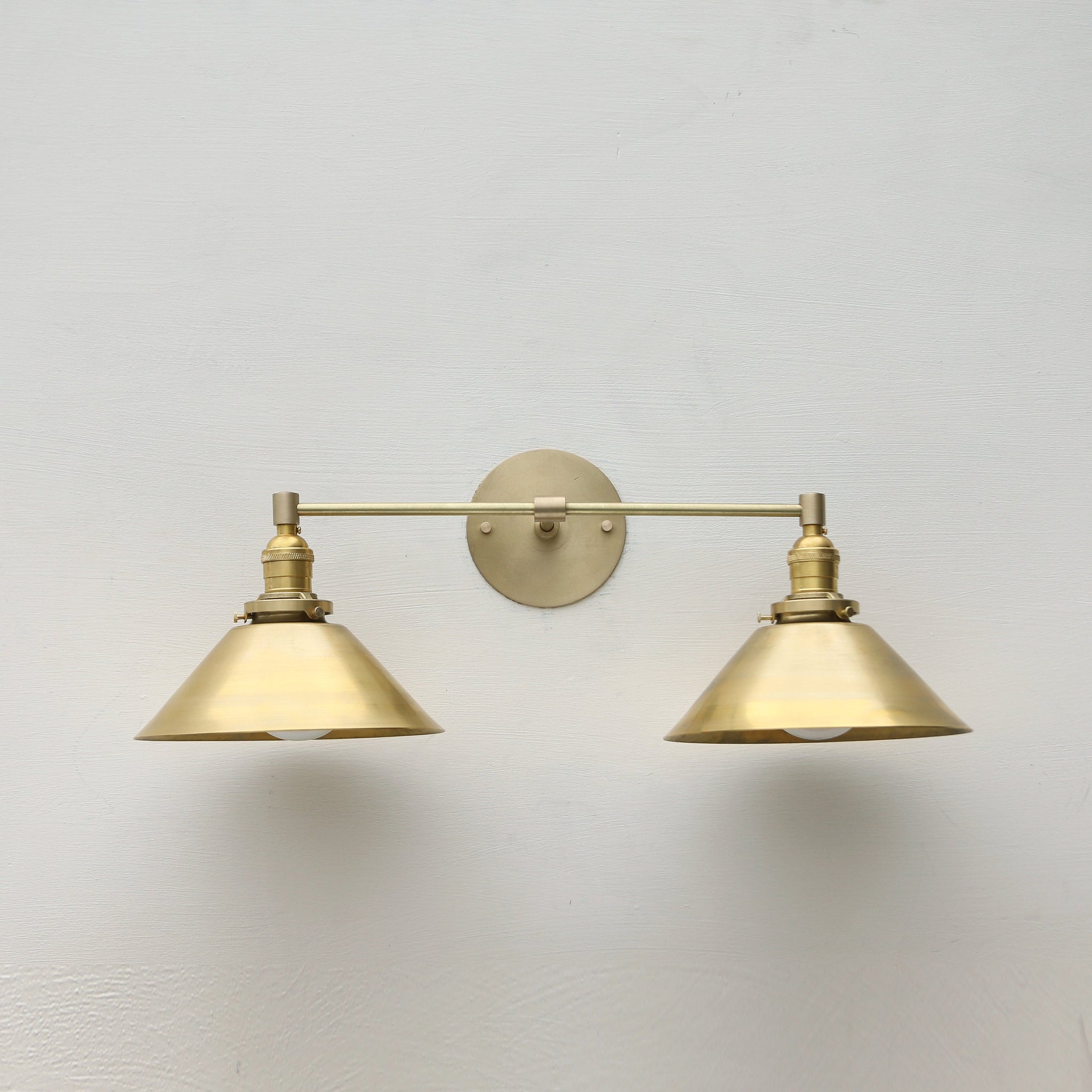 Brass Wall Sconce with Cone Shades