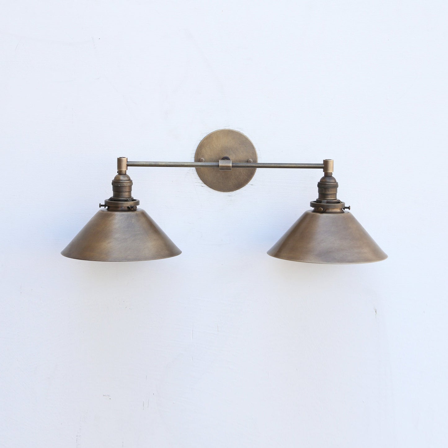 Brass Wall Sconce with Cone Shades