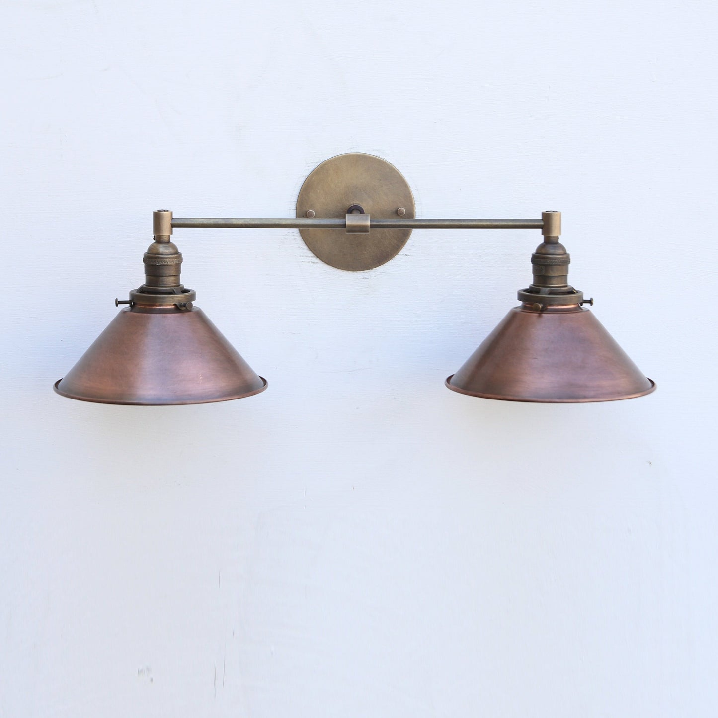 Brass Wall Sconce with Cone Shades