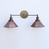 Brass Wall Sconce with Cone Shades