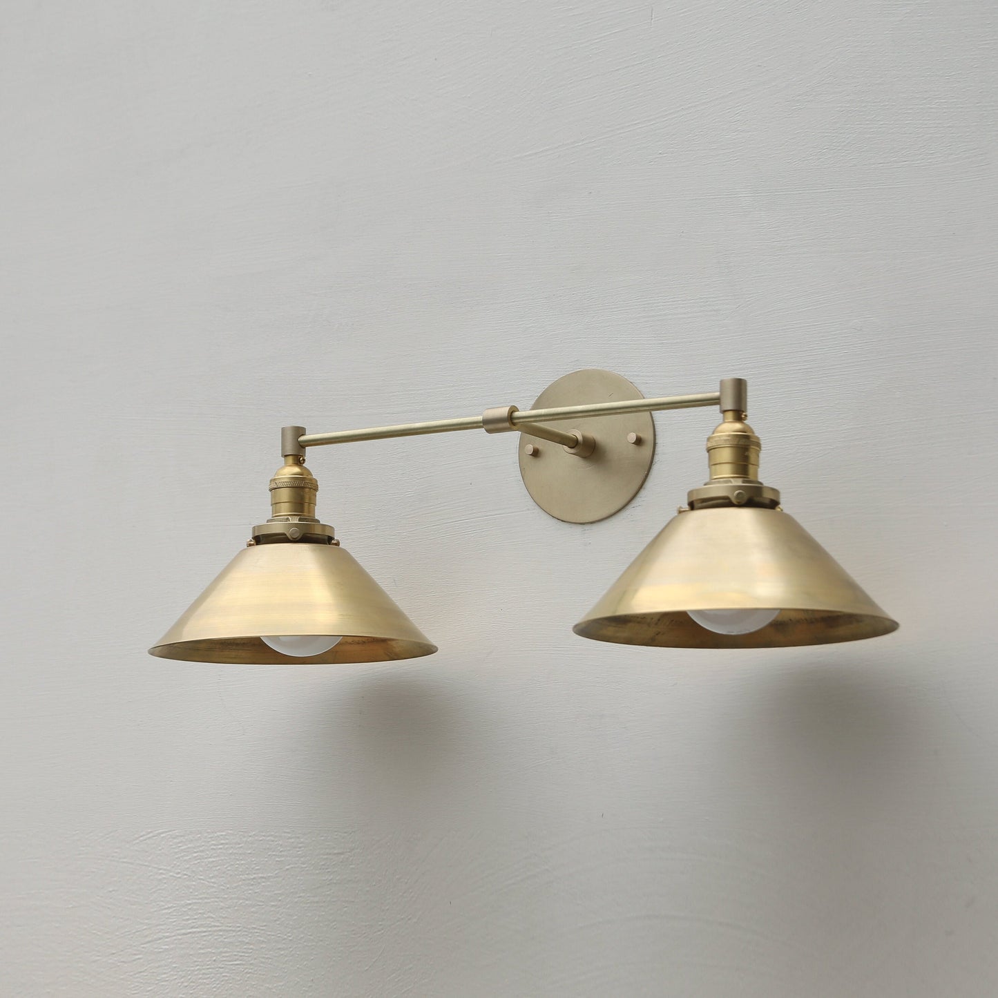 Brass Wall Sconce with Cone Shades