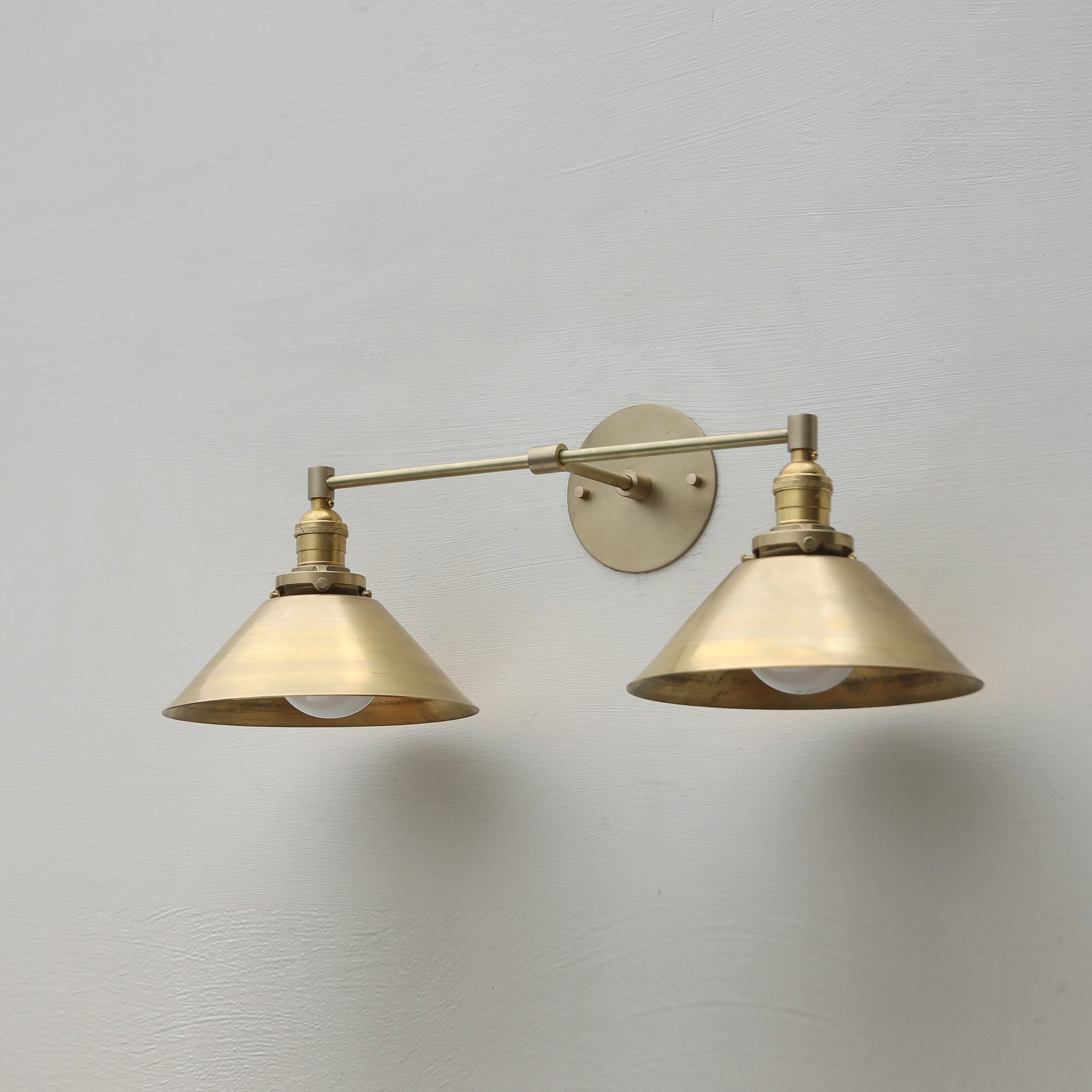 Brass Wall Sconce with Cone Shades