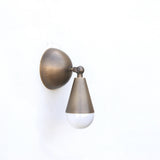 Brass Wall Sconce with Curved Arm and Tapered Shade