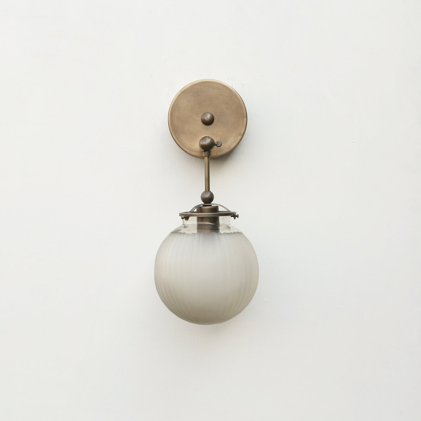 Brass Wall Sconce with Hand-Cut Frosted Glass Globe