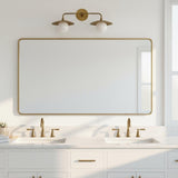 Brass Wall Sconce with Saucer Shades and Opal Globes