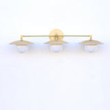 Brass Wall Sconce with Saucer Shades and Opal Globes