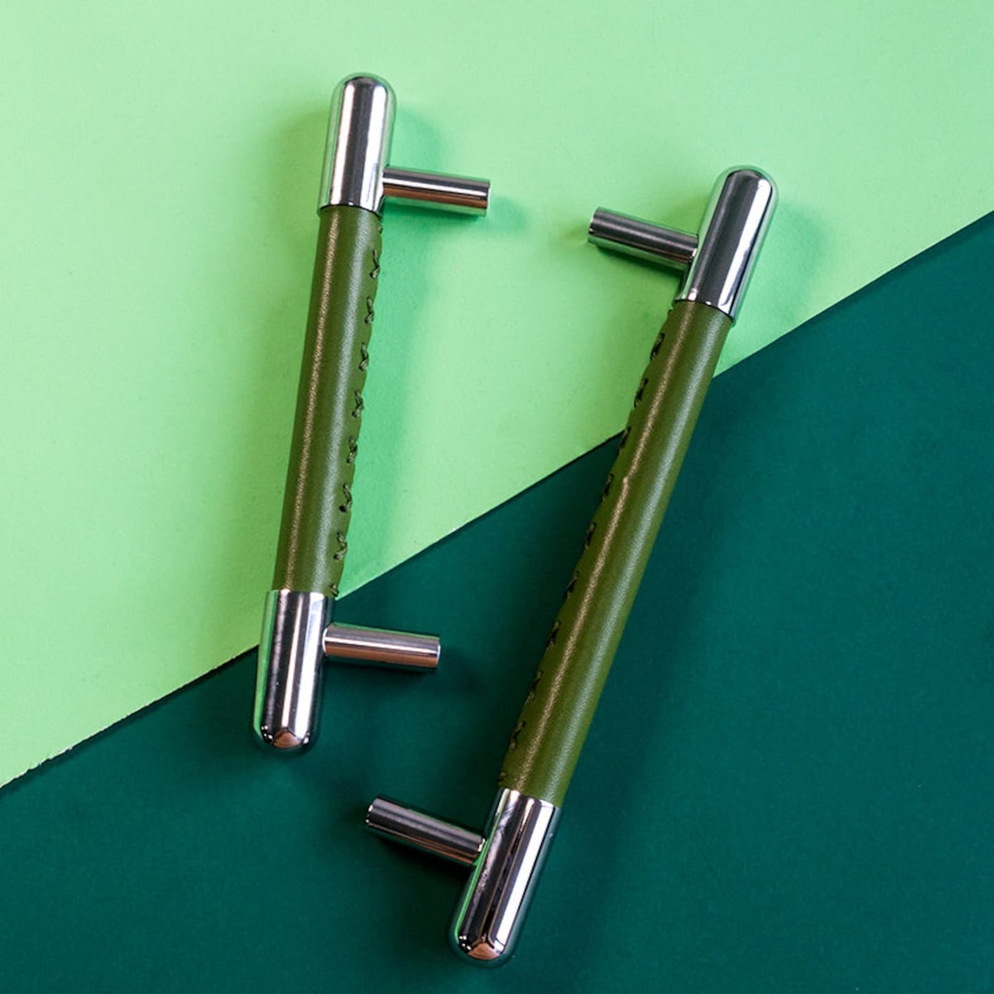 Colorful Leather Stainless Steel Cabinet Pulls for Kitchen Decor
