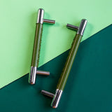 Colorful Leather Stainless Steel Cabinet Pulls for Kitchen Decor