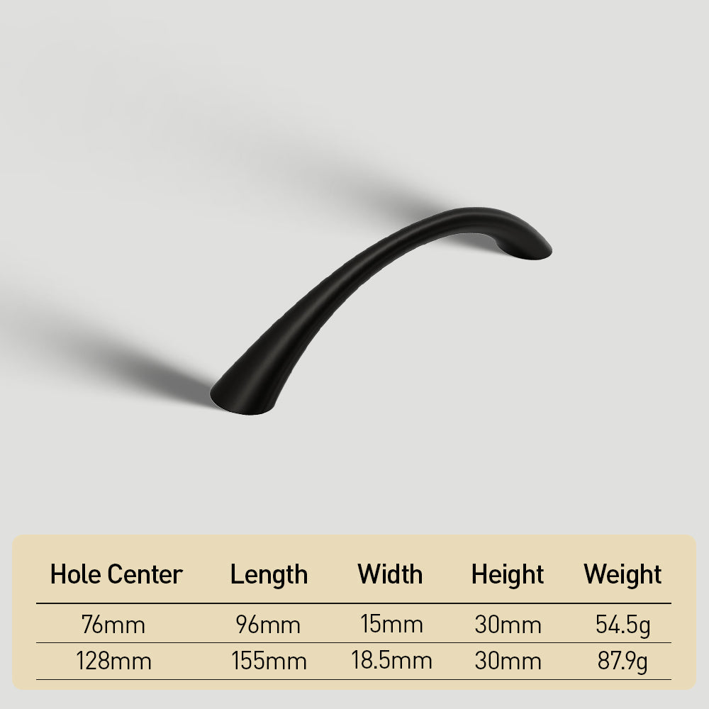 Solid Zinc Alloy Curved Cabinet Handles for Dresser Drawer