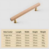 Brass Base Wooden Square Cabinet Handles