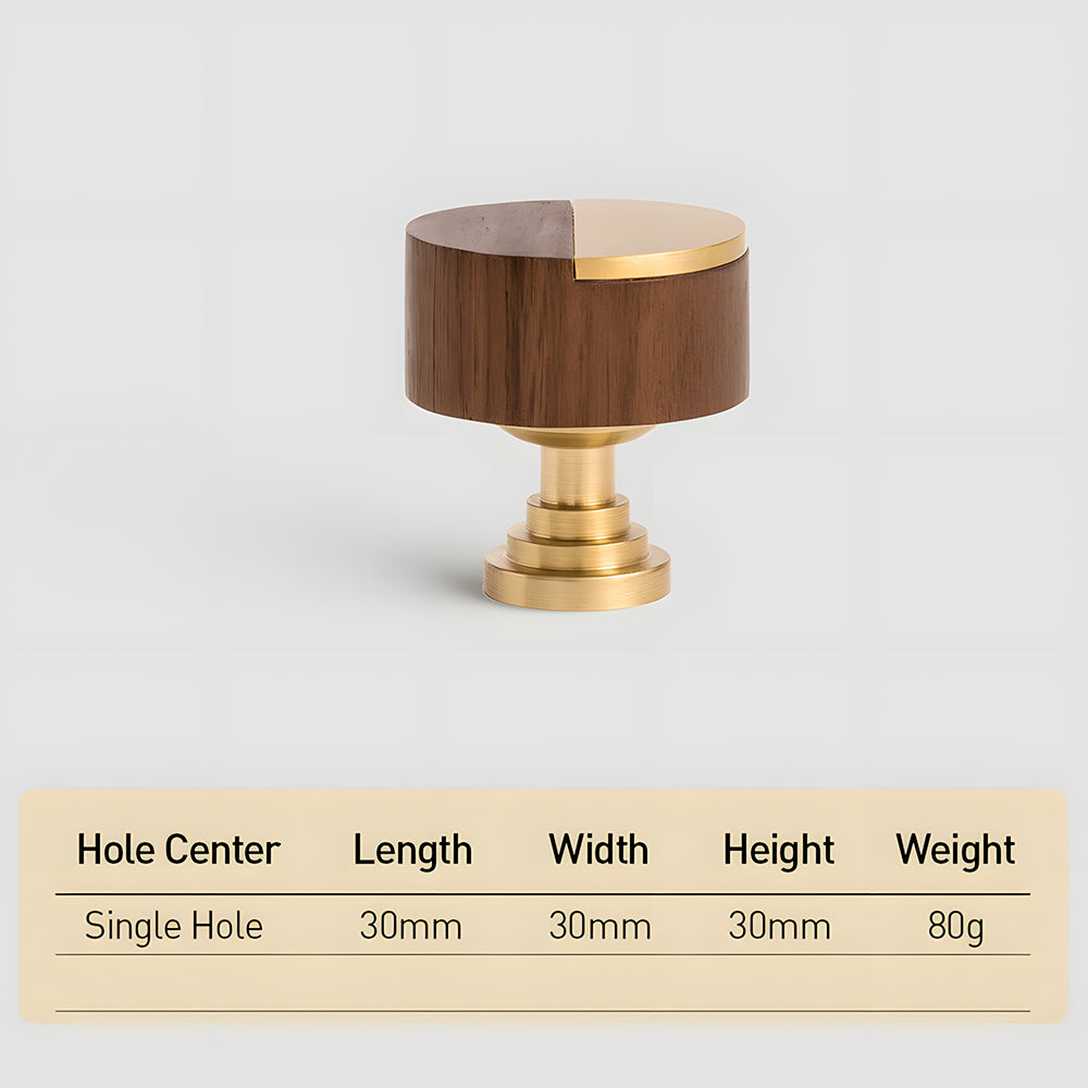 High-end Walnut Wood Brass Cabinet Knob