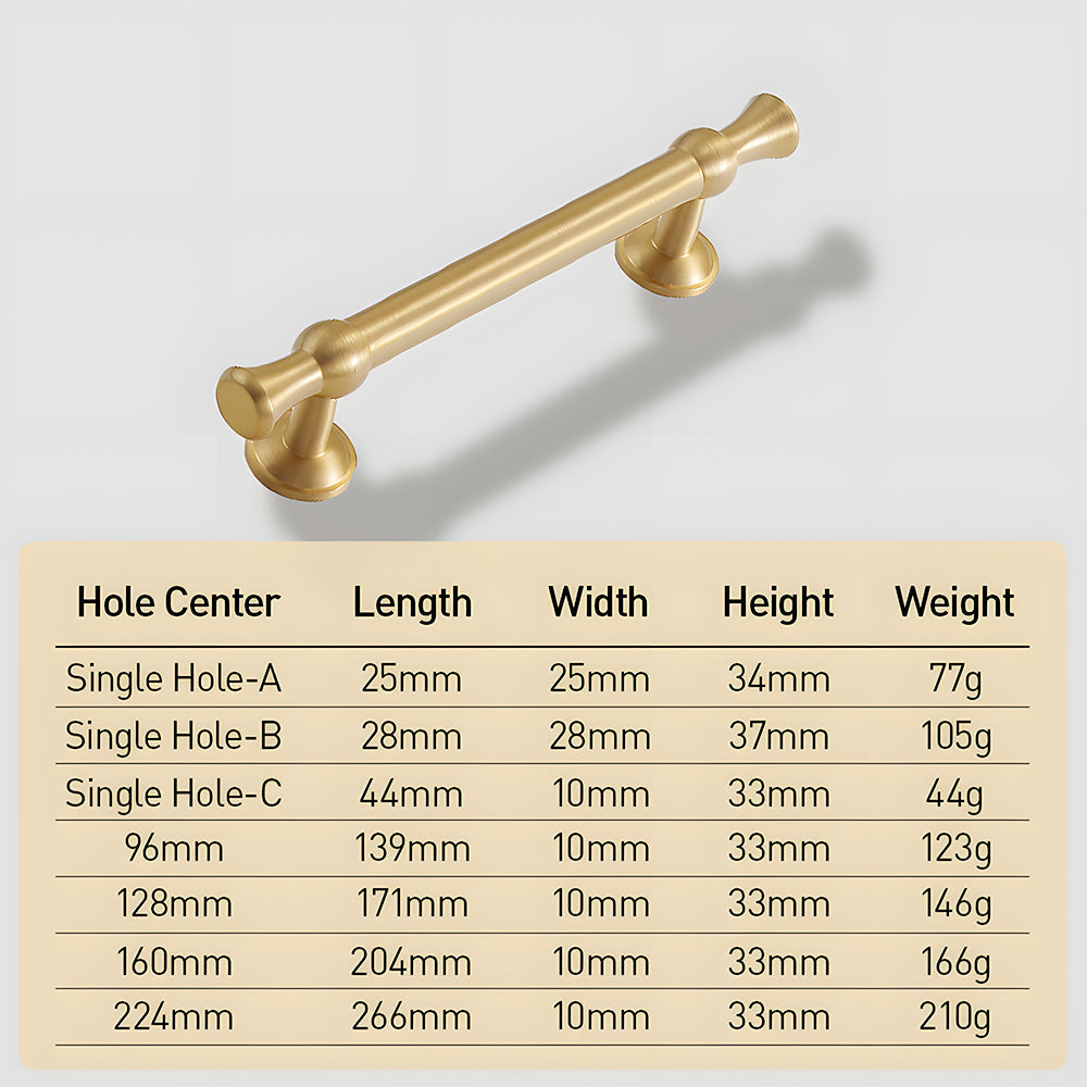 Brass Gold Solid Wardrobe Handle