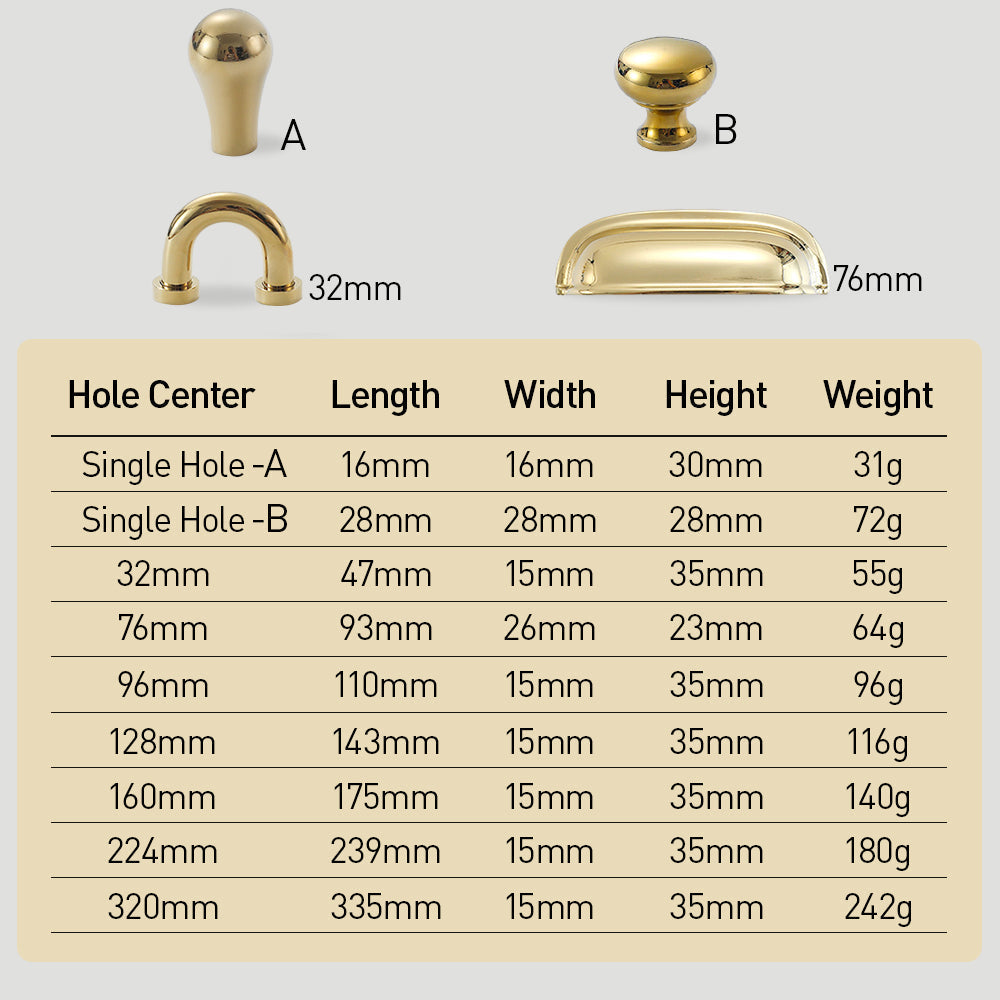 Luxurious Nordic Brass Cabinet Drawer Handles