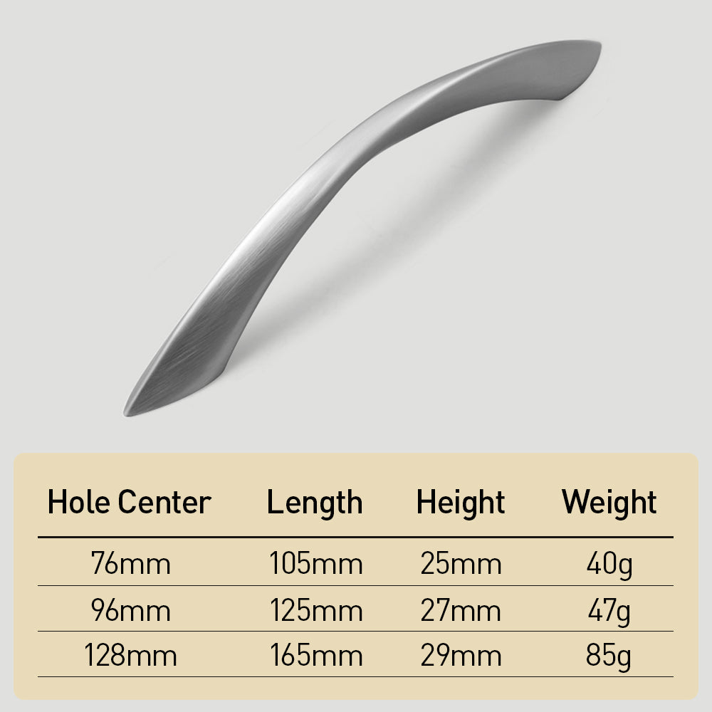 Contemporary Curve Zinc Alloy Kitchen Cabinet Handles