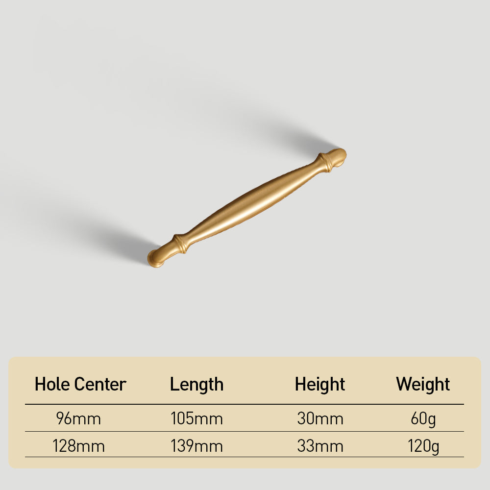 Neoclassical Pastoral Simple European Brass Cabinet Handle