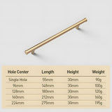 Simple Gold Brass Cabinet Handles