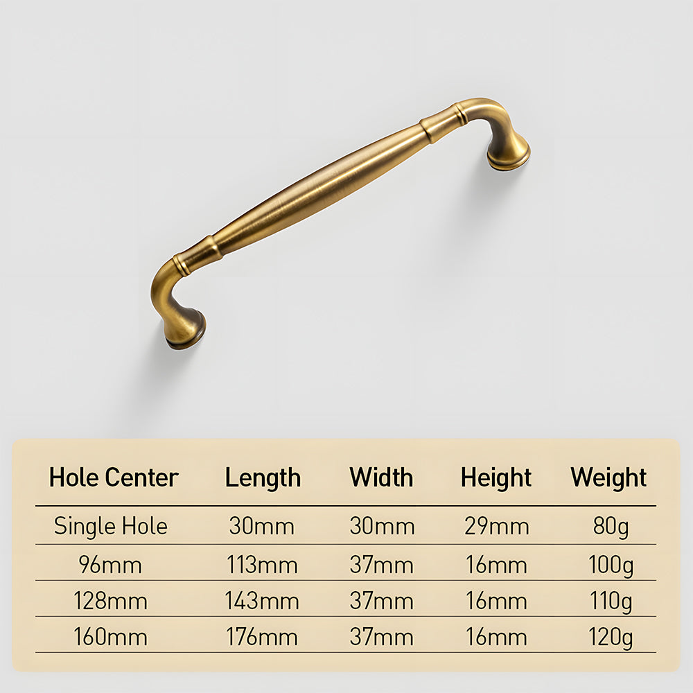 Brushed Brass Retro American Style Handles