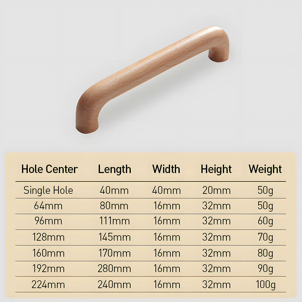 Nordic Solid Wood Cabinet Door Wardrobe Handle