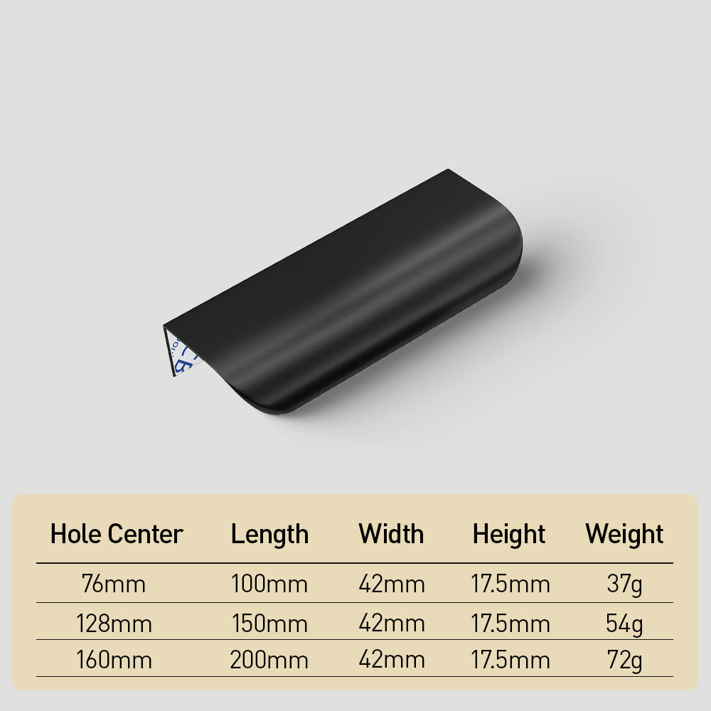 Black Adhesive Cabinet Drawer Finger Edge Pull