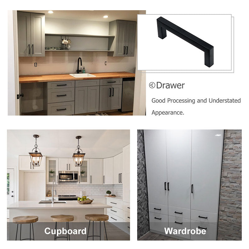 Black Square Kitchen Bar Pulls for Cabinet
