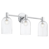 2-Light Vanity Sconce Cassio — Aged Brass with Clear Glass Cloche