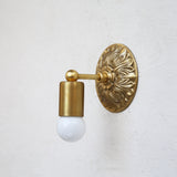 Cast Brass Wall Sconce with Embossed Back Plate