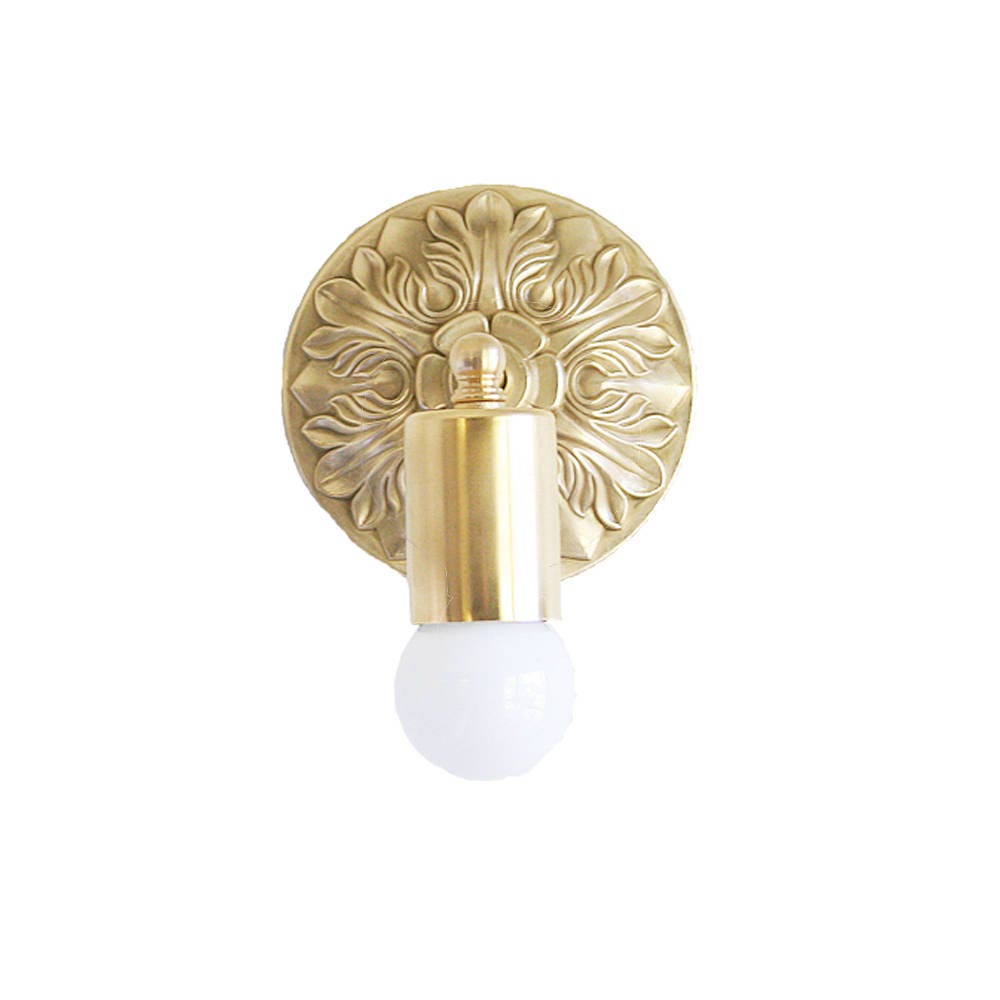 Cast Brass Wall Sconce with Embossed Back Plate