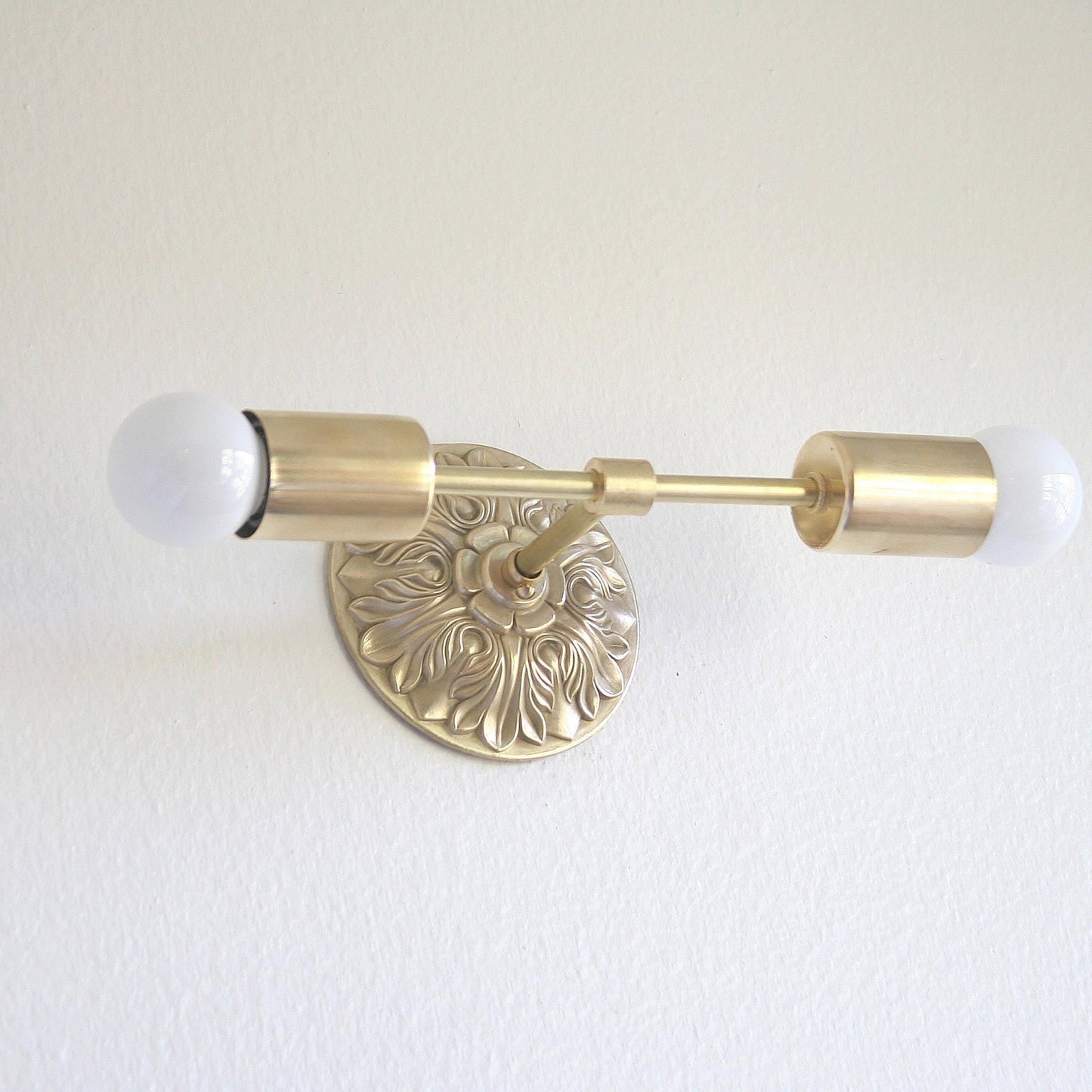 Cast Brass Wall Sconce with Embossed Back Plate